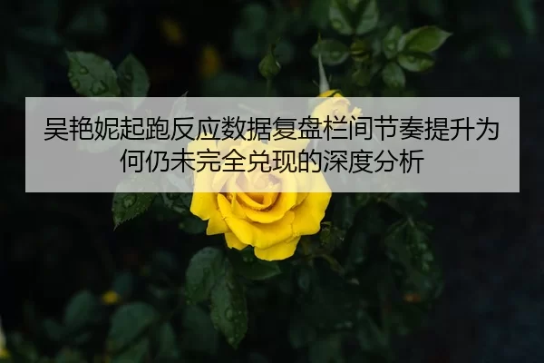 吴艳妮起跑反应数据复盘栏间节奏提升为何仍未完全兑现的深度分析